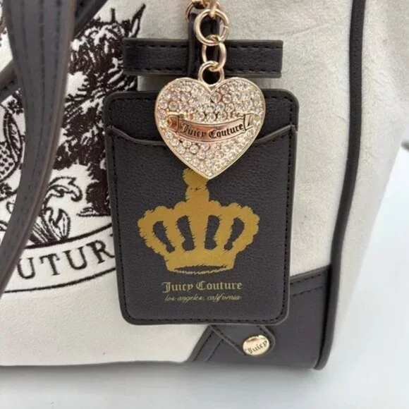 Juicy Couture Classic Scottie Dogs Tote Cream White & Chocolate Brown Bow NWT - Picture 5 of 6